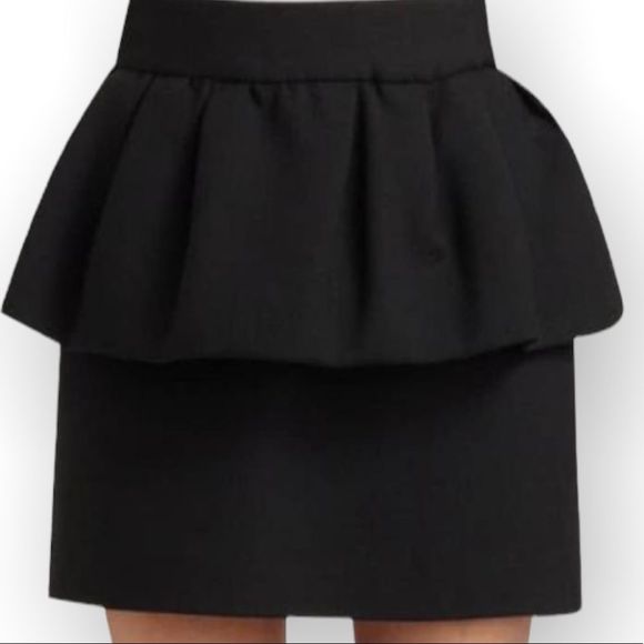 MILLY OF NEW YORK Wool Blend Black Peplum Skirt - Picture 1 of 10